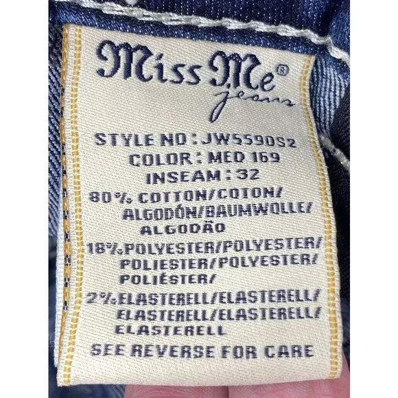 Miss Me Womens  Signature Rise Skinny Jeans Embellished Pockets Blue Size 29 - Picture 8 of 16